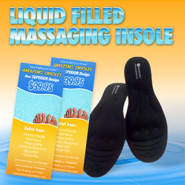 Liquid filled massaging shoe insoles for plantar fasciitis and heel pain treatment..